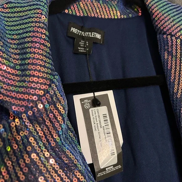 NWT PLT Blue Sequin Blazer Dress - Picture 3 of 7